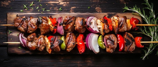 Sizzling Grilling Concept Meats Marinades and Skewers Top View