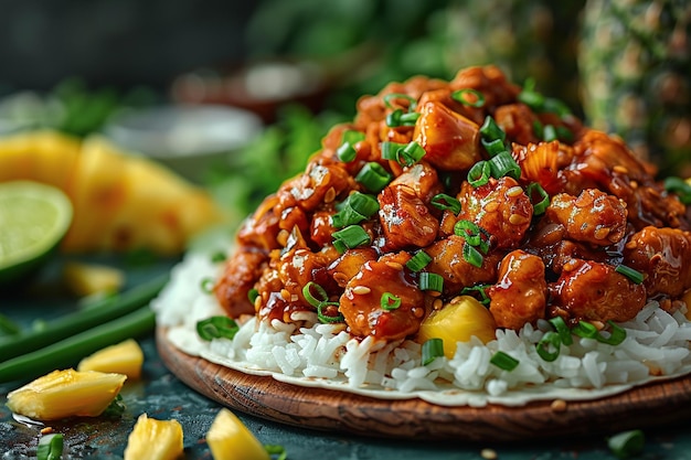 Sizzling Hawaiian Huli Huli Chicken and Pineapple Burrito with Teriyaki Glaze