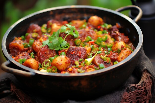 Sizzling Masala Octopus Curry with Spicy Red Chili Flakes