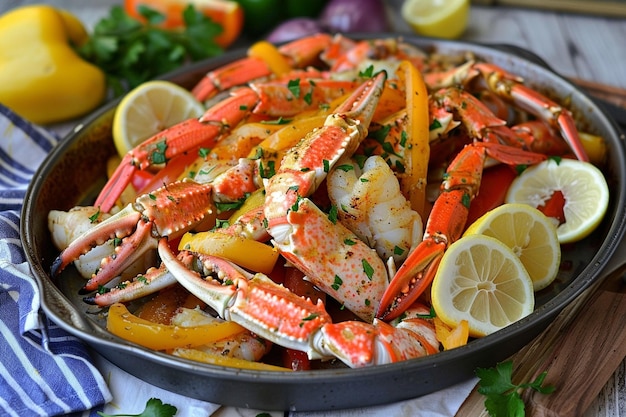 Sizzling Shrimp and Crab Legs Fajitas Recipe with Peppers and Onions