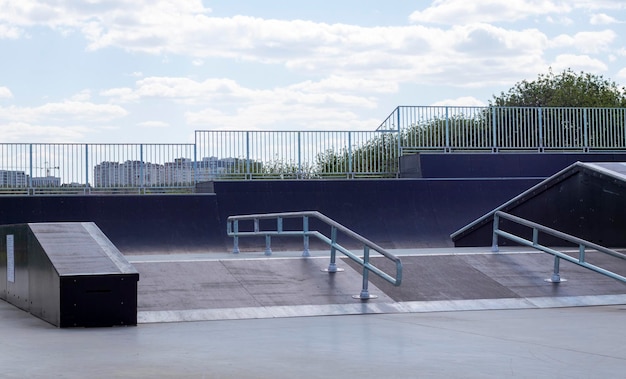 Skate park during the day Empty no people skating park Skatepark ramps