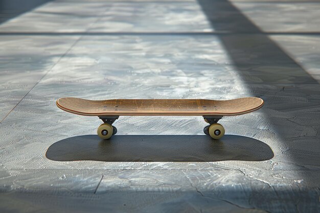 Photo skateboard resting on a concrete floor for urban lifestyle