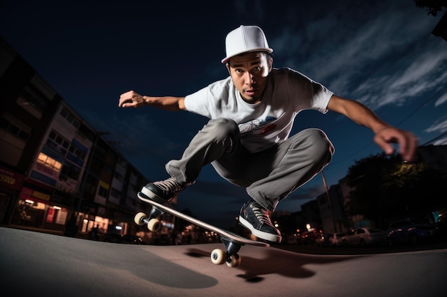 Skateboarder Executing a Perfect Ollie