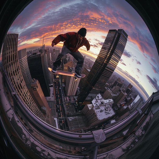 Photo skateboarding on the edge