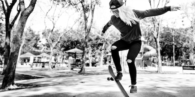 Skater girl out in the city