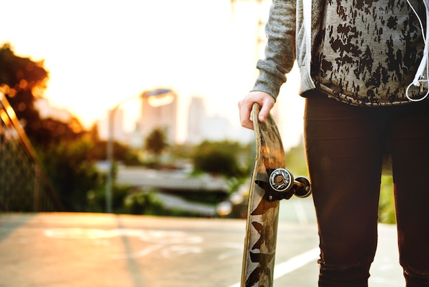 Skater girl out in the city