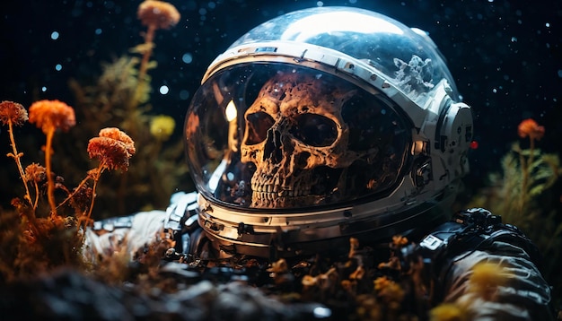 the skeleton of an astronaut in space a bad trip