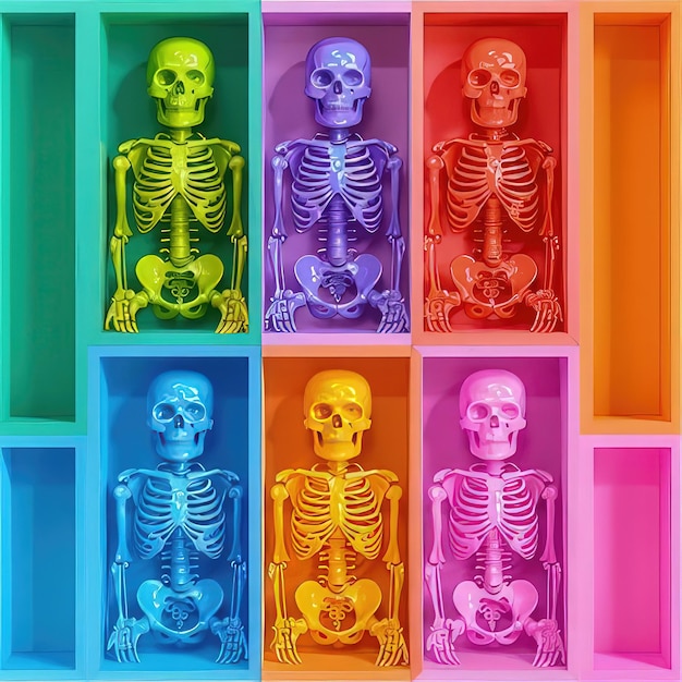 Photo a skeleton in a box