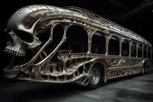 The skeleton of a bus