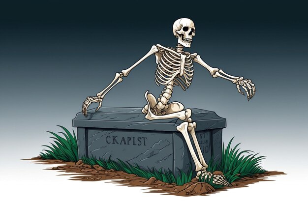 Photo skeleton climbing out of a grave