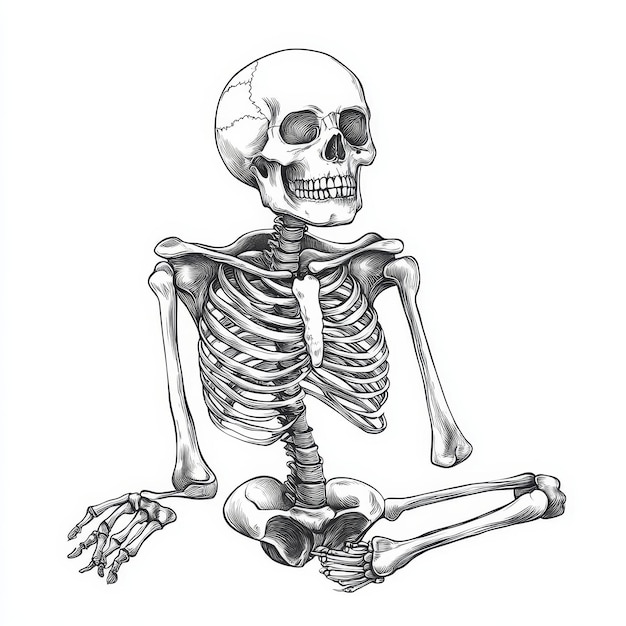 Photo skeleton clipart illustration sitting pose