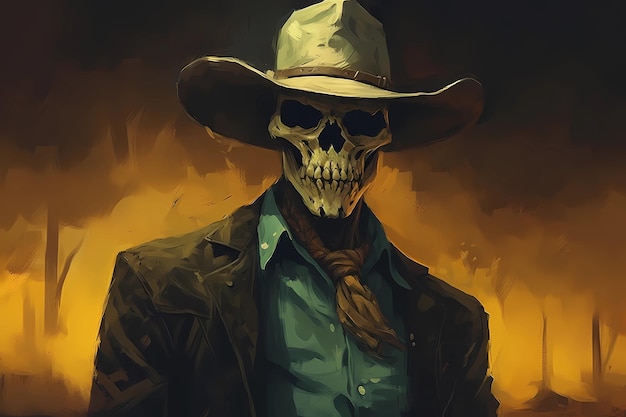 skeleton cowboy in a hat