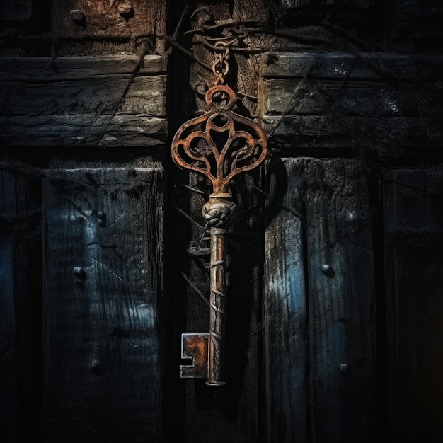 Skeleton key unlocking a hidden door