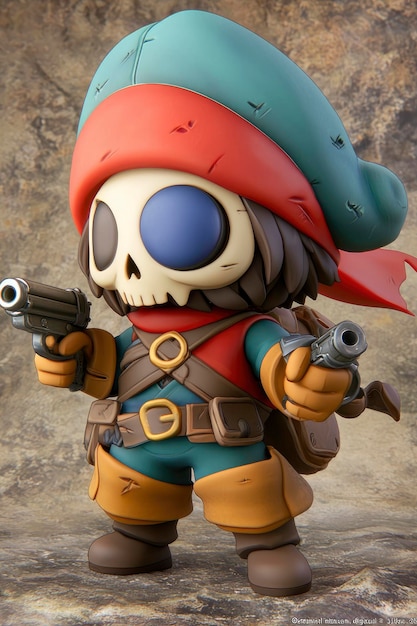 Skeleton Pirate Toy Figure with Guns