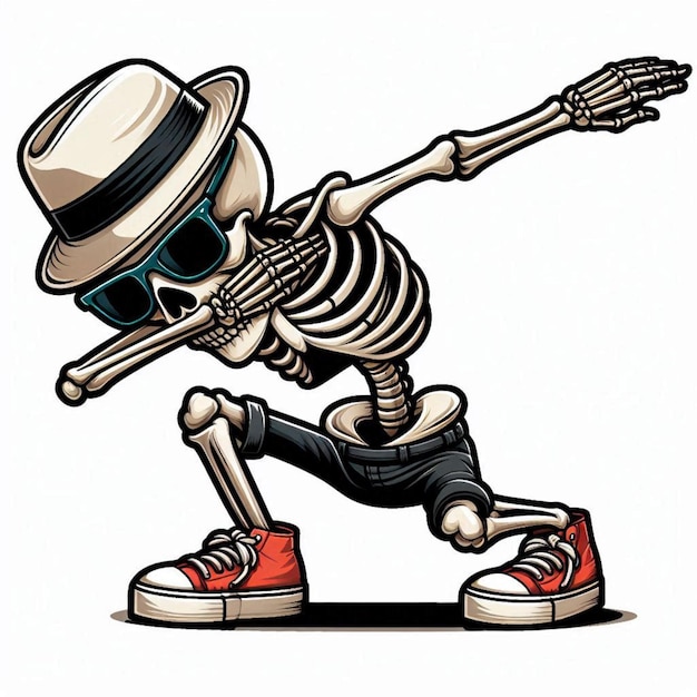 Photo a skeleton wearing a hat