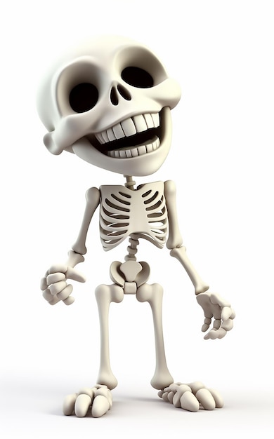 A skeleton with a big smile and a big smile on his face.