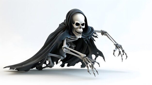 a skeleton with a cape on its back is shown