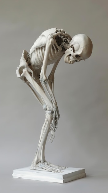 a skeleton with a lower leg and legs up in the air