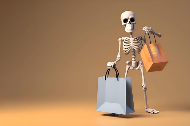 Skeleton with shopping bag Halloween 1