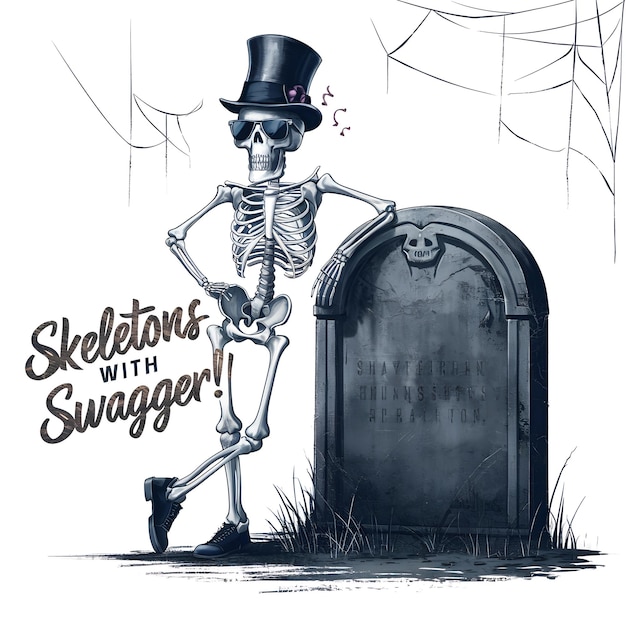 Photo skeletons with swagger halloween t shirt halloween skull t shirt design happy halloween