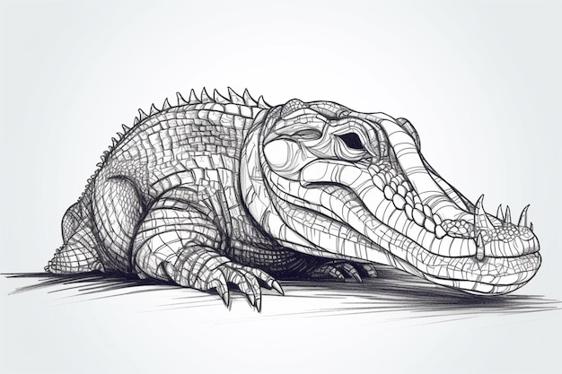 A sketch of an alligator with a sharp claws.