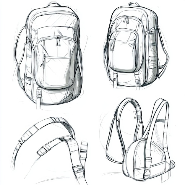 Photo sketch of a backpack on a white background vector illustration