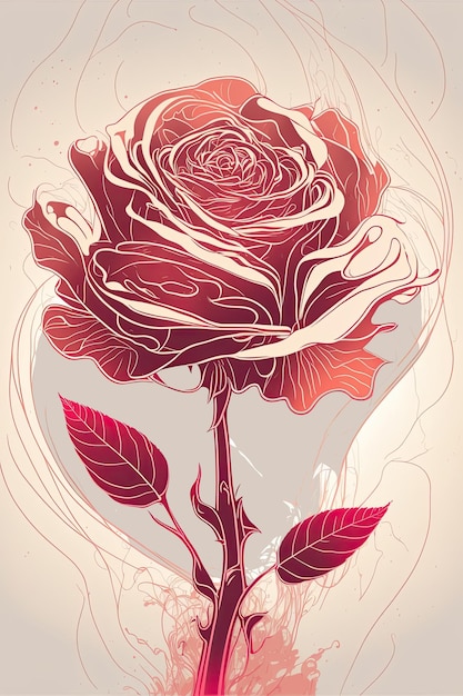 Sketch of beautiful red roses on white background Generative AI