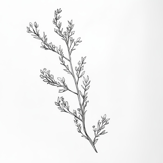 Photo sketch of a branch of a plant on a white background