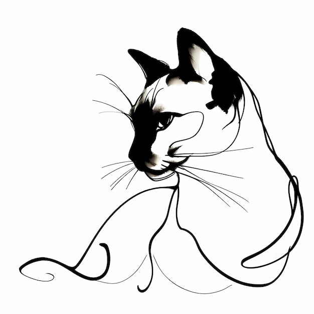 Photo sketch of a cat on a white background vector illustration