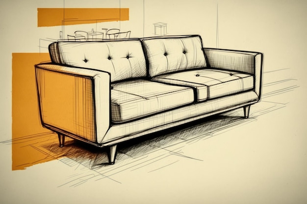 A sketch of a contemporary couch