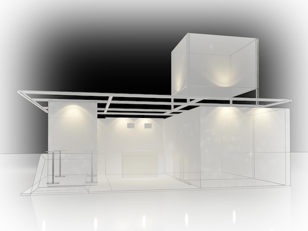 Sketch design of exchibition kiosk 3d rendering