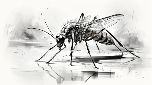 sketch doodle hand drawn illustration of mosquito