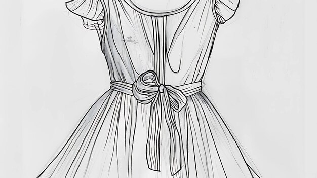 Photo a sketch of a dress with a bow on it