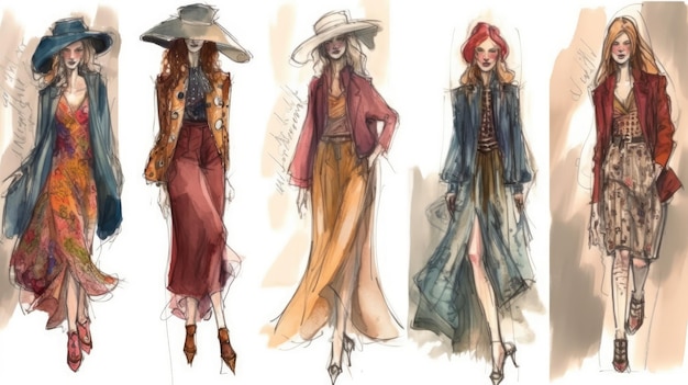 A sketch of the fashion designs for the new season.