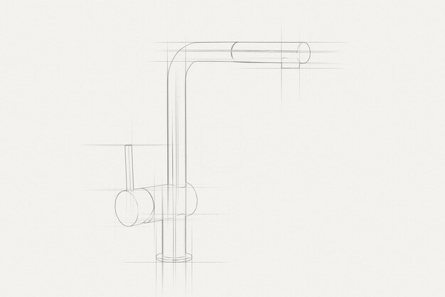 A sketch of a faucet with the top half of it.