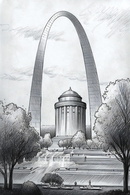 A sketch of the gateway arch in st louis.