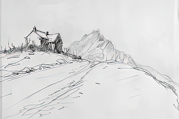 Photo a sketch of a house in the snow