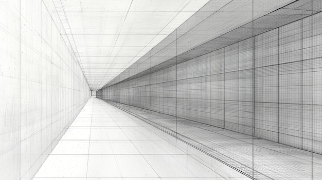 Photo sketch of a perspective corridor