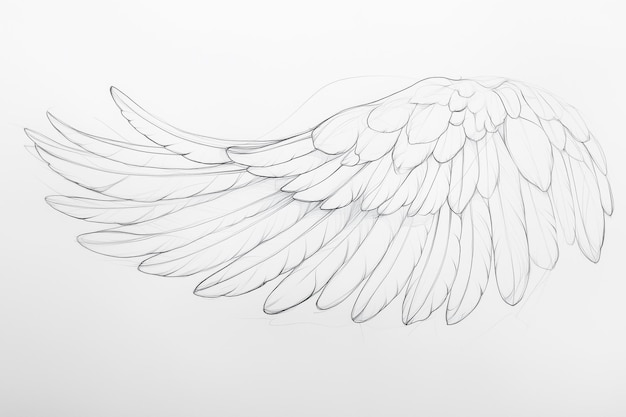 a sketch of a wing with the words  wings  on it