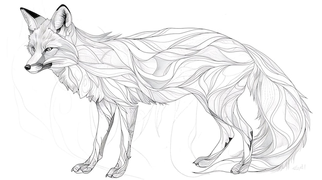 a sketch of a wolf that has lines on it