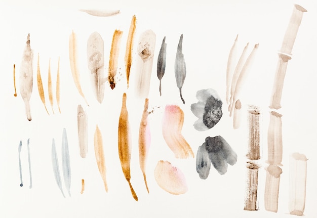 Sketches of bamboo leaves drawn by watercolors