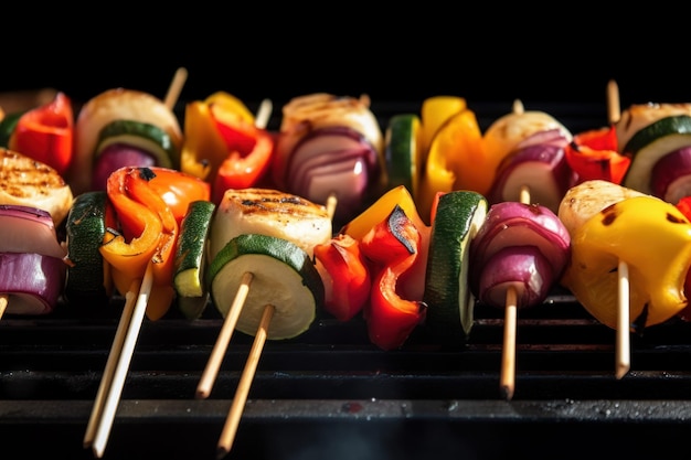 Skewers vegetables grill scallops Grilled food Generate Ai