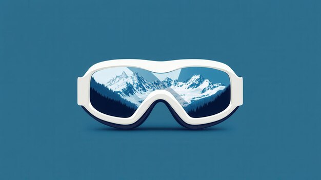 Photo ski goggles feature a sleek design showcasing a reflection of majestic snowcovered mountains ideal for winter adventures generative ai