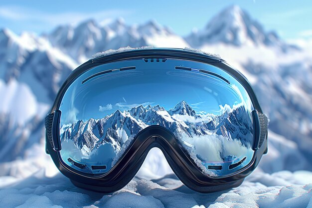 Ski Goggles Reflecting Mountain Scenery