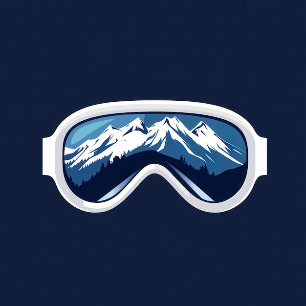 Ski goggles showcase stunning reflection of majestic snowcovered mountains representing winter sports and adventure in nature Generative AI