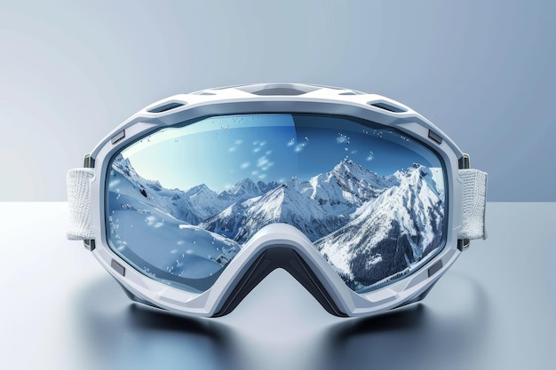 ski goggles with mountain reflection Generative AI