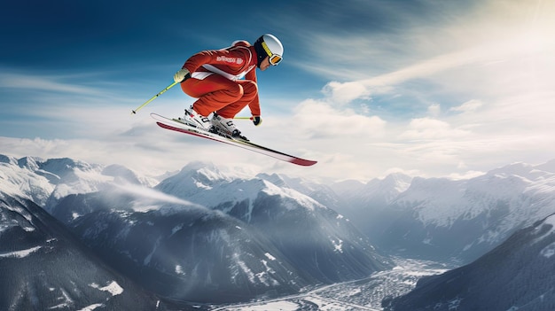 Ski jump with serene backdrop