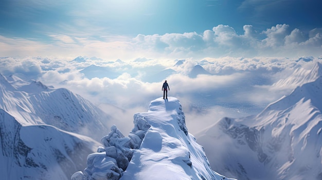 Ski jumper takes flight in serene winter wonderland