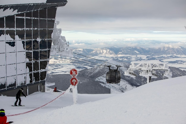 Ski lift cabin at the top of Chopok mountain