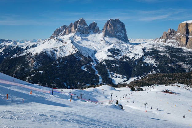 Ski resort in Dolomites, Italy